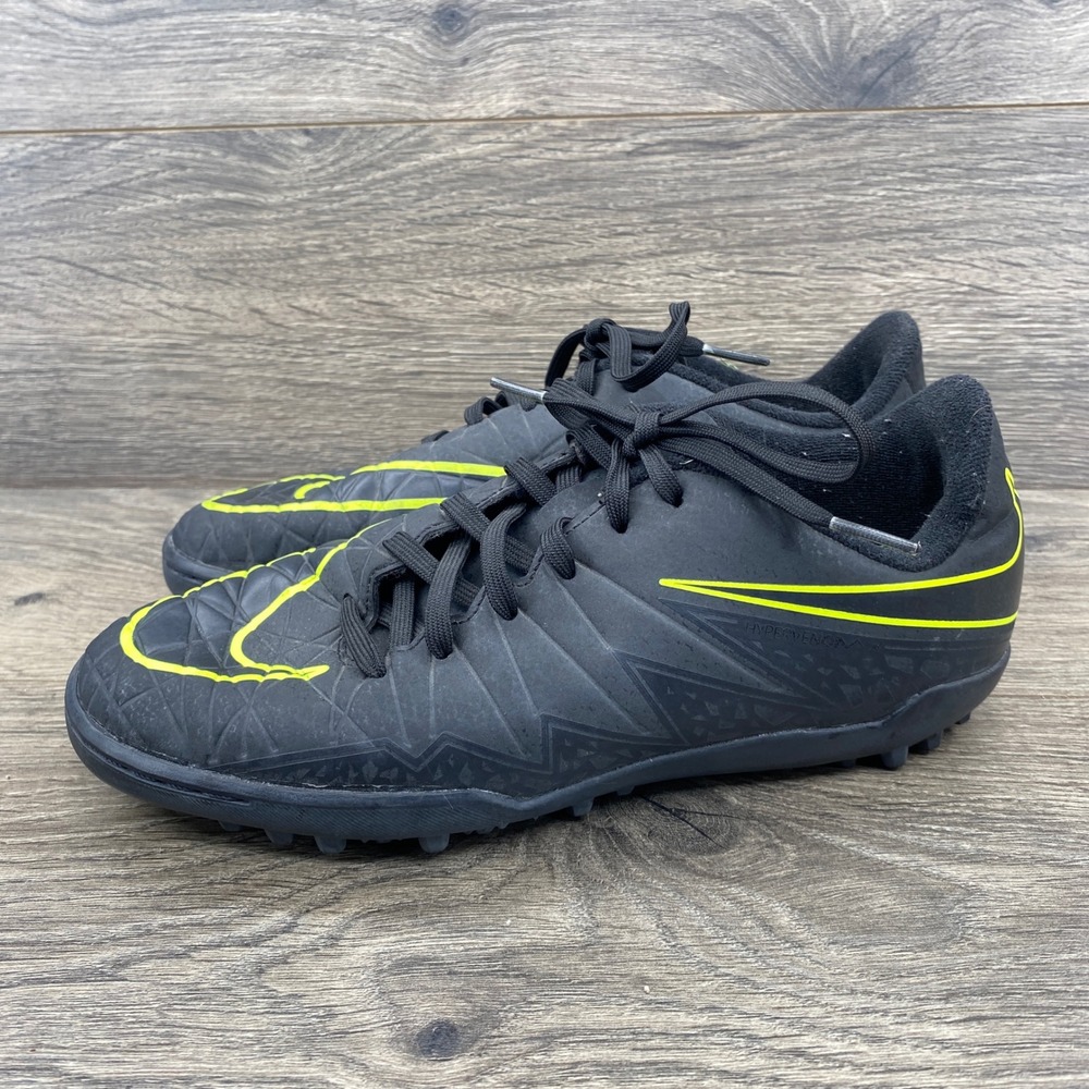 Nike Hypervenom Phelon II TF Kids 5.5Y Black Volt Turf Soccer Cleats 749922-009